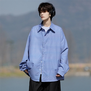 8XL-M长袖衬衫男夏季格子条纹衬衣宽松慵懒风防晒外套CS29005P45图片