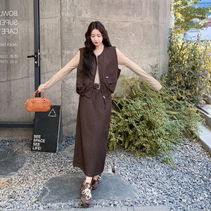 春装新款现货 韩系休闲马甲半身裙两件套 2112 P185 K288图片
