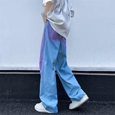 美式街头水洗做旧彩虹牛仔裤男欧美高街vibe风长裤子N818-P53，男装牛仔裤，星座308B-2