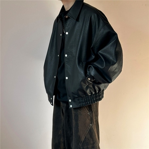 现货皮夹克外套男款潮牌宽松PU皮衣A351-AP2653-P110控178图片