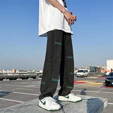 美式vibe裤子男高街ins潮牌浅色牛仔裤直筒春夏阔腿裤N01229-P43，男装牛仔裤，星座308B-1