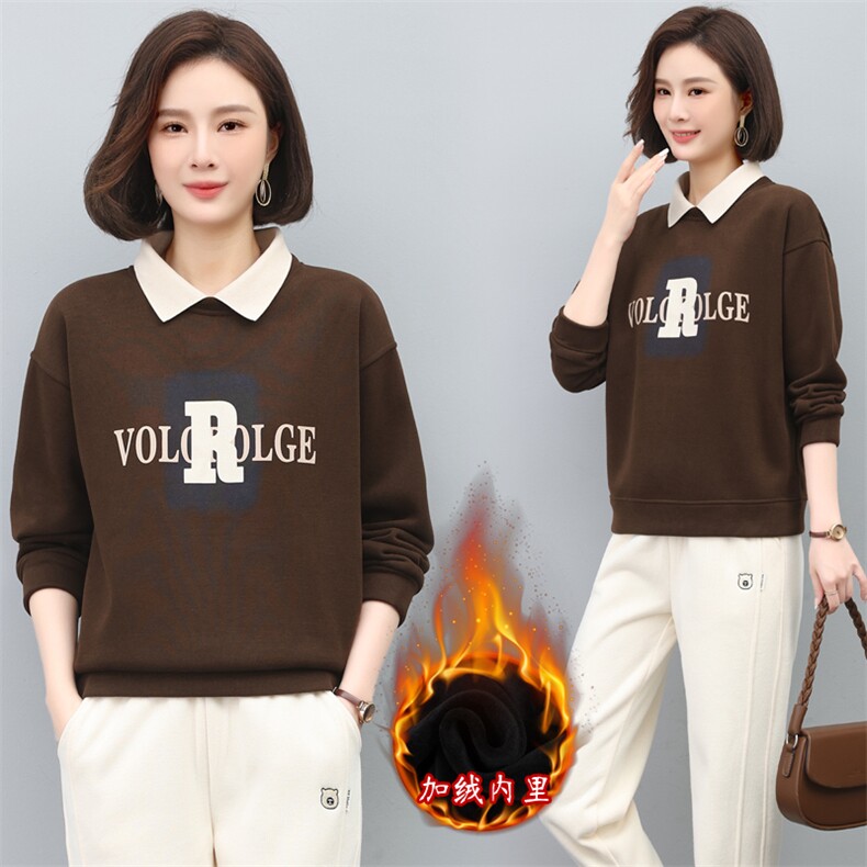 2022年秋季新款印花字母加绒加厚卫衣女长袖韩版宽松显瘦上衣服棉图片