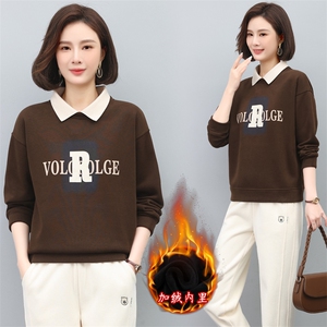 2022年秋季新款印花字母加绒加厚卫衣女长袖韩版宽松显瘦上衣服棉图片