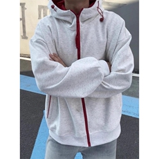 撞色拉炼开衫连帽卫衣男款秋季cleanfit宽松休闲情侣外套WYM510，女装短外套，星座516A