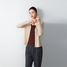 时尚显瘦V领羊毛开衫女秋冬百搭休闲针织衫高品质舒适毛衣外套，女装羊毛衫，清联羊绒