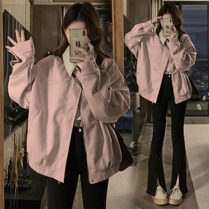 美式复古麂皮夹克棒球服高街情侣外套韩版设计感bf风夹克C696-88图片