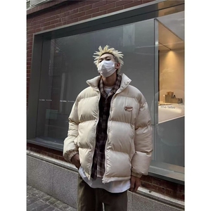 百搭新款时尚潮流慵懒流行原版贴布刺绣加厚假两件棉服气质日系图片