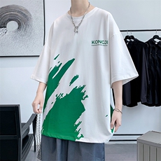 货足7XL-M2023夏季新款高街美式纯T恤男胖子半袖体恤加肥加大，男装T恤，钱塘717(原712)