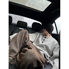 秋冬复古灰色毛衣慵懒风亨利领纽扣圆领毛衣男1001-1-MY339-P52，男装针织衫/毛衣，星座1001-1