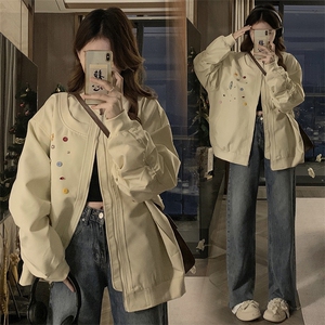 美式复古棒球服外套女2025年春款宽松百搭夹克潮C771-98