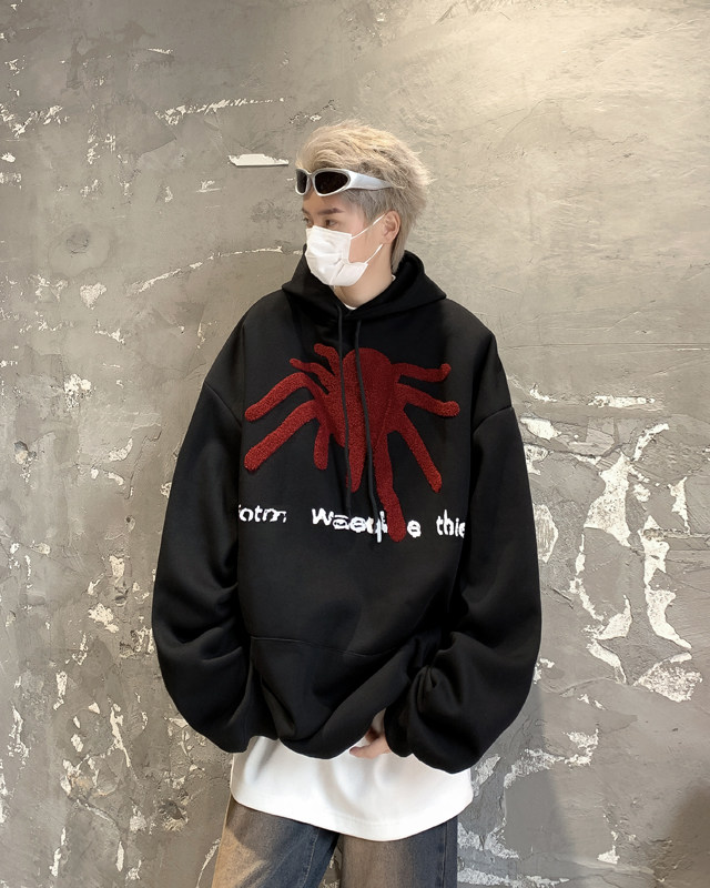 美式潮牌宽松设计感上衣2024春季高街复古连帽卫衣男W8086-P42,男装卫衣,星座512-4