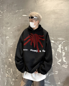 美式潮牌宽松设计感上衣2024春季高街复古连帽卫衣男 W8086-P42图片
