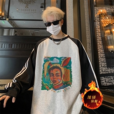抖音得物供货提供视频秋冬重磅美式宽松织带圆领卫衣0730，男装卫衣，电商A486