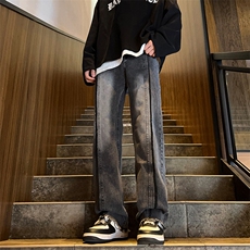 美式ins高街hiphop重工艺水洗毛边牛仔裤货号K712P65，男装牛仔裤，电商A063