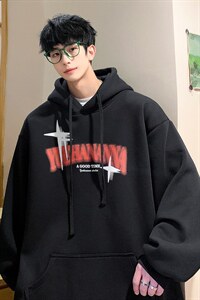 抖音供货、复合360克现货字母印花连帽卫衣宽松 D223A-WY2210-P50图片