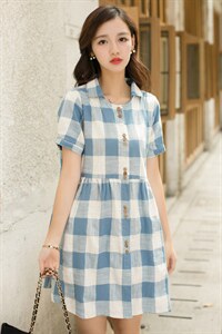 连衣裙2025年夏季韩版时尚休闲舒适简约气质潮流修身格子文艺图片