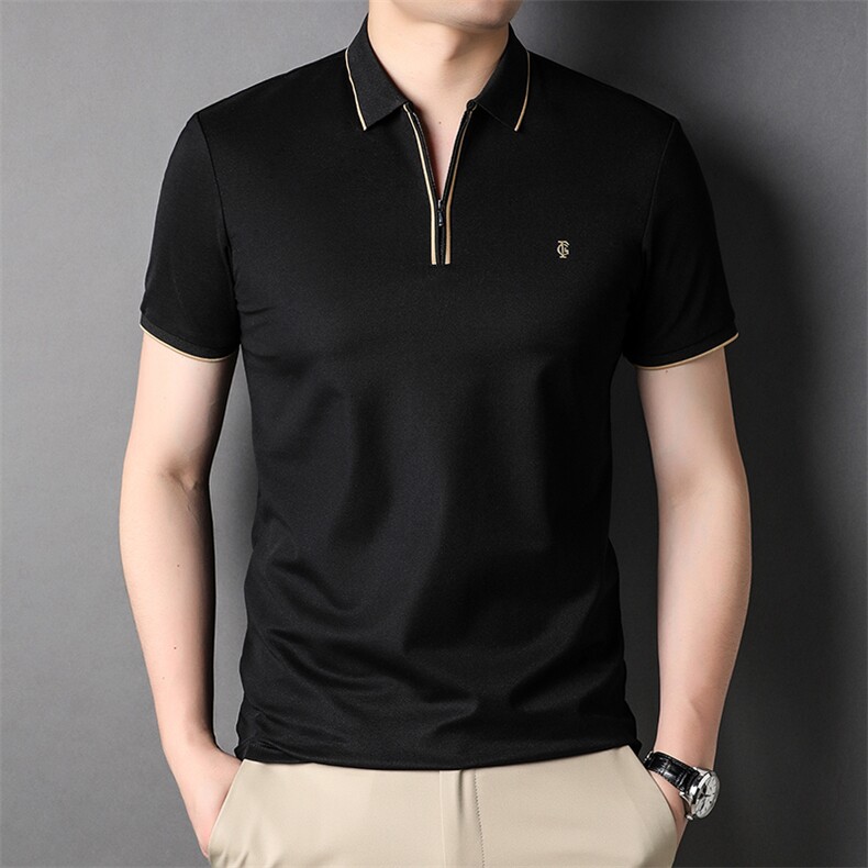 男士短袖t恤潮流休闲2023夏季新款立领拉链衣服夏天上衣，男装T恤，电商B212（原钱塘6029）