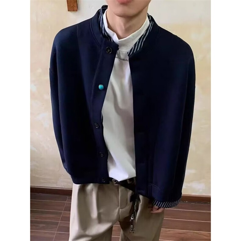 春秋绿松石纽扣棒球领夹克男高档慵懒风百搭宽松休闲外套J3113,男装夹克,星座1116A（原606A-3）
