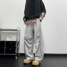 得物品质秋款男女卫裤扎染印花褶皱宽松阔腿休闲长裤h8050P55，男装休闲裤，星座1013-1