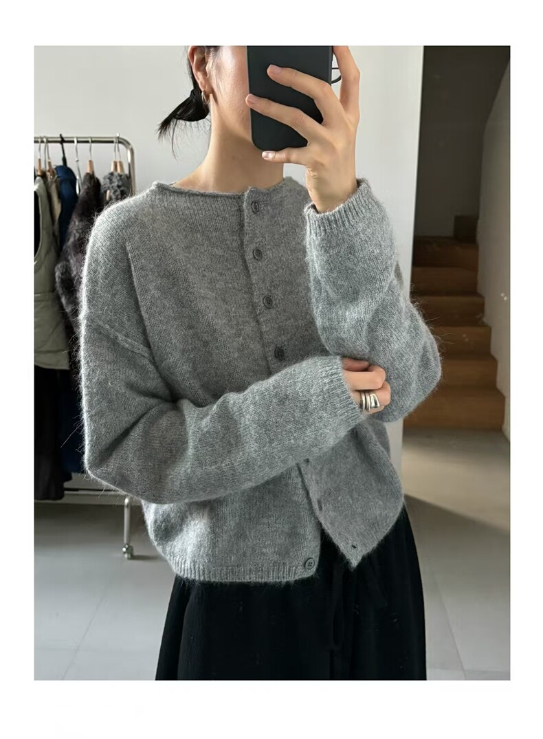 2025年秋季新款反肩针织开衫时尚休闲通勤百搭，女装针织衫/毛衣，恒恩羊绒