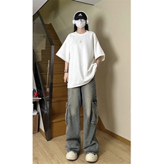 港风大码街头潮流百搭男女圆领短袖T恤五分袖XZ213-T065-P35控48，男装T恤，星座213