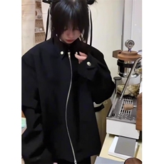 垫肩短款翻领夹克男痞帅炸街上衣高级感工装拉链外套J2595，男装夹克，星座1116A（原606A-3）