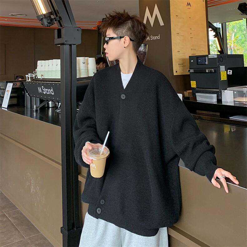 氛围感半开衫连帽毛衣男款美式外套大帽子外搭针织衫图片