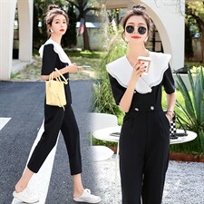 时尚显瘦气质连体裤女夏季新款高腰修身长裤韩版百搭休闲套装，女装连体裤，秋水欣儿