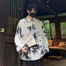 港风冰丝扎染长袖衬衣男大码风潮长袖衬衫男CS88796P35控68，男装衬衫，星座226-1