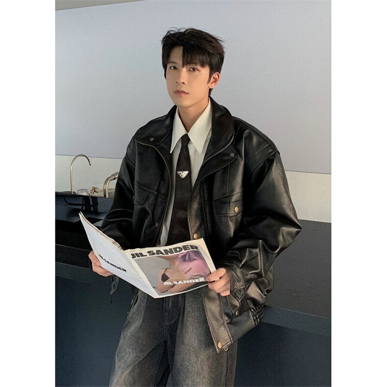 706-PY112-P88特P现货春季男士机车软皮衣高街痞帅飞行员夹克，男装夹克，星座706