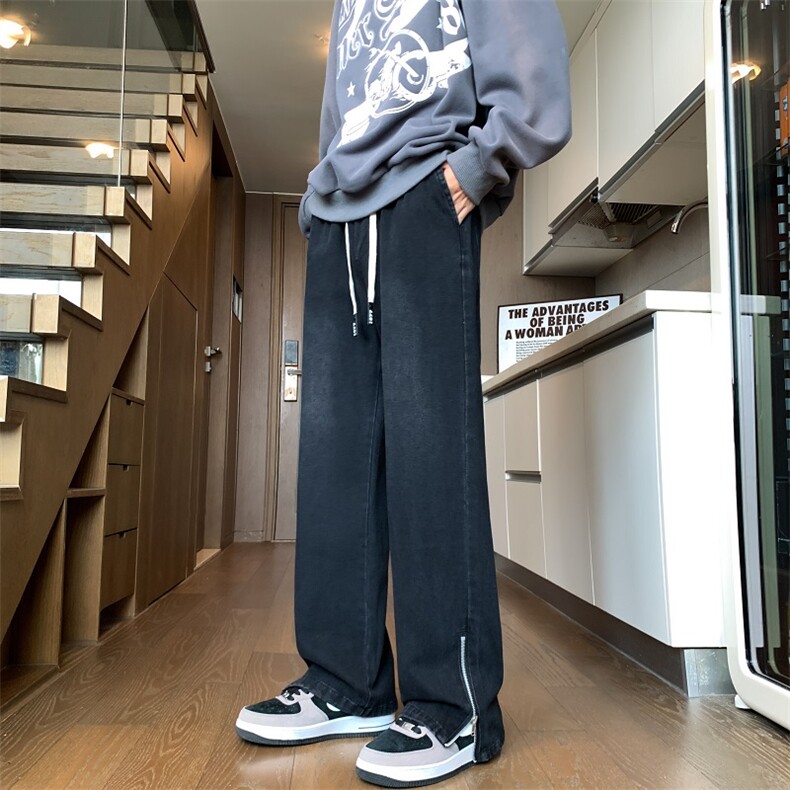 公寓风A129-K083P48秋冬水洗牛仔长裤【抖音客户可持续提供视频】,男装休闲裤,电商A129