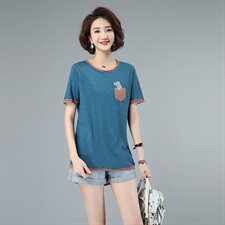 2021新款大码女装宽松显瘦短袖T恤夏季时尚百搭上衣，女装大码女装，秋牧寒烟