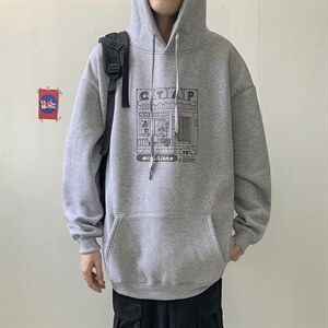 百搭上衣炸街宽松bf卫衣男秋冬款盐系做复古大码帽衫  W1713-P32图片