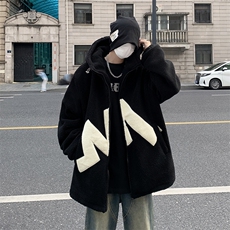 F24-P56港风连帽加绒棉袄加厚宽松棉服冬季羊羔毛棉衣外套男士，男装棉衣，星座512-6
