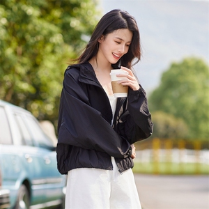 黑色短款防晒衣女夏季2025新款轻薄透气防紫外线防晒服蝙蝠衫外套图片