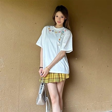 万针全刺绣工艺抖音得物高品质260克重磅纯棉双纱美式高街短袖T恤，男装T恤，电商A486