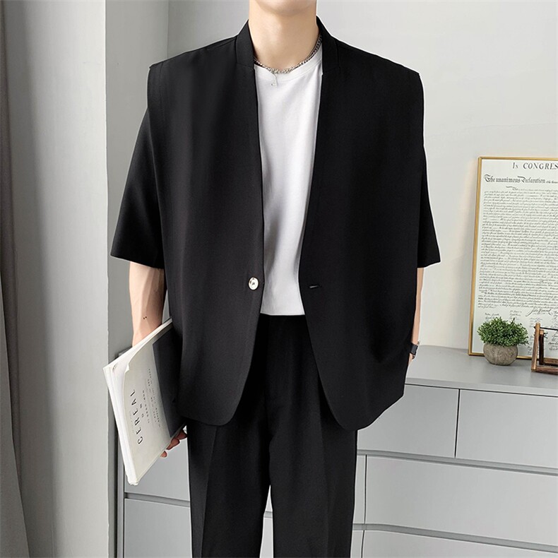 宽松西装套装男帅气宽松西服两件套纯色休闲礼服,男装西服,星座406