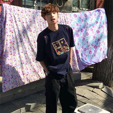 万针全刺绣工艺高品质260克双纱纯棉美式高街短袖T恤特P33，男装T恤，电商A486