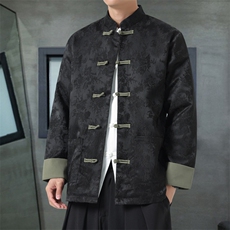 男士外套浮雕梅花夹克盘扣立领唐装风XZ1512-2504单夹克-P80，男装夹克，星座1512