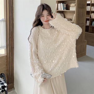 秋款现货！洋气亮片钉珠宽松上衣B208-9007-P120K178图片