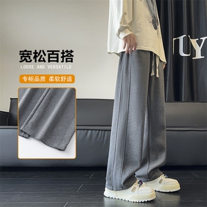 休闲裤男士秋冬宽松束脚运动裤男美式百搭抽绳卫裤D013-P45图片