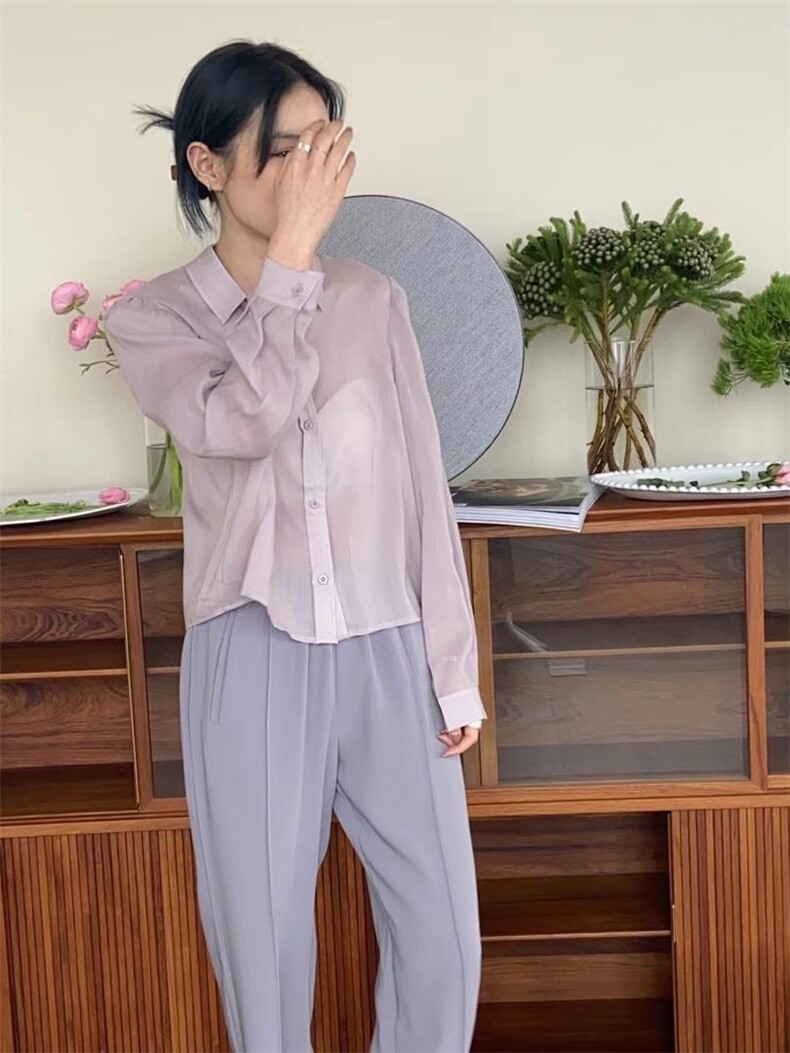 短款衬衫，女装衬衫，LIN.Y