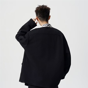 假两件夹克外套男春秋款翻领防风防水男士潮流时尚夹克HH159 P80图片