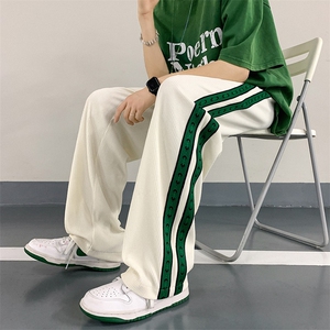 25春夏潮流百搭中性男女情侣侧条冰丝垂坠感拖地休闲裤k3911-P45
