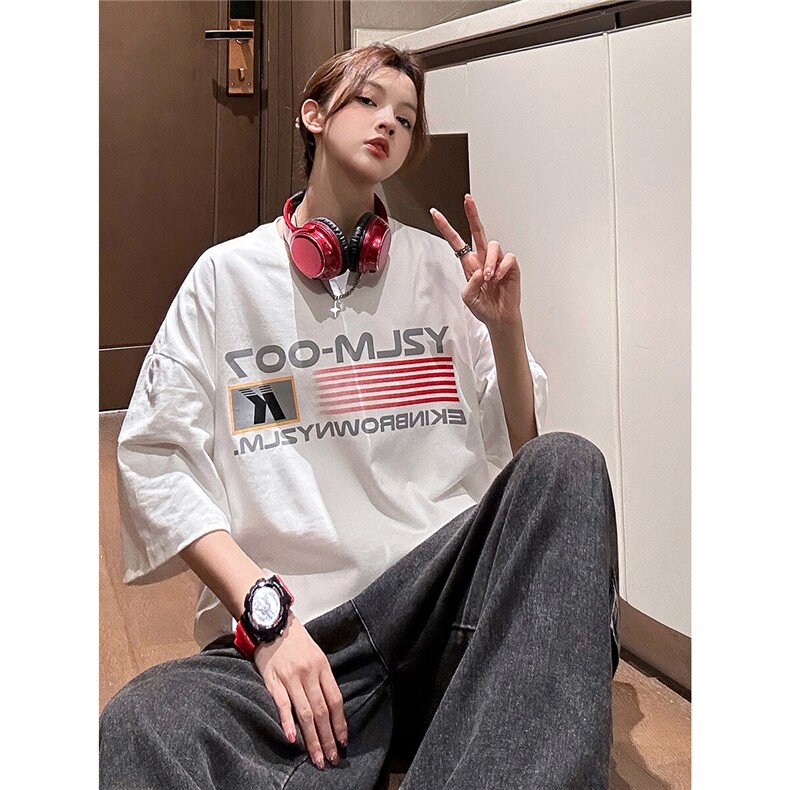 国潮印花短袖男夏季薄款潮牌宽松大码半袖体恤小众设计感休闲t恤，男装T恤，星座226-2