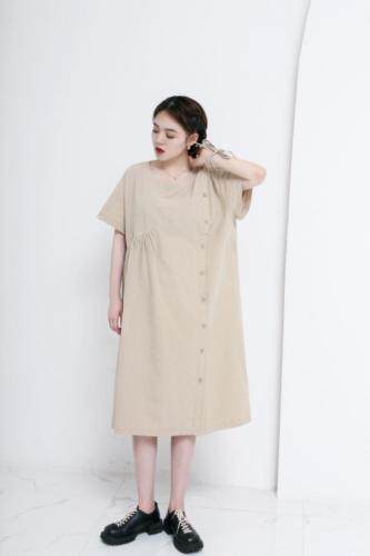 棉麻连衣裙，女装连衣裙，E·呀