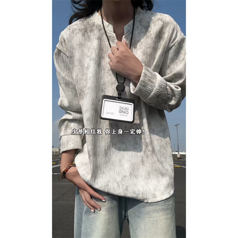 XZ809A/SYR10/特P24/控48扎染J肌理感V领长袖T恤卫衣，男装T恤，星座809A(原222-1)