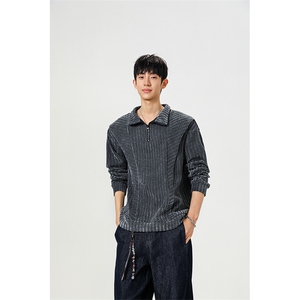 雪尼尔立领卫衣美式复古潮流打底设计重磅翻领外套卫衣 常规P42图片