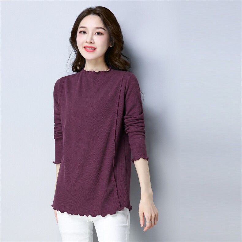 长袖潮流拼接气质时尚纯色圆领2021年秋季大码女装,女装大码女装,秋牧寒烟