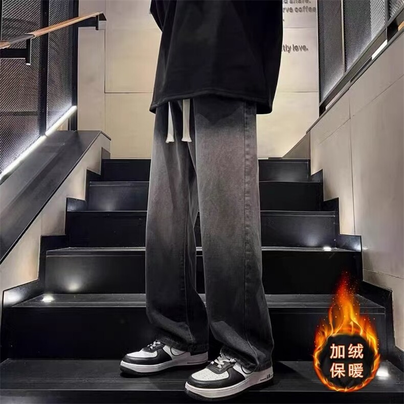 加绒加厚男生牛仔裤潮牌高街抽绳裤子K506JRP58,男装牛仔裤,电商D325